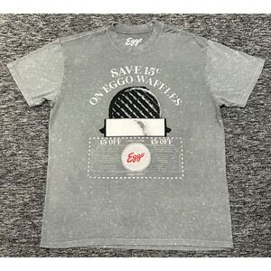 Kellogg's Eggo Waffles Mens XL Gray Mineral Wash Advertising Graphic Shirt